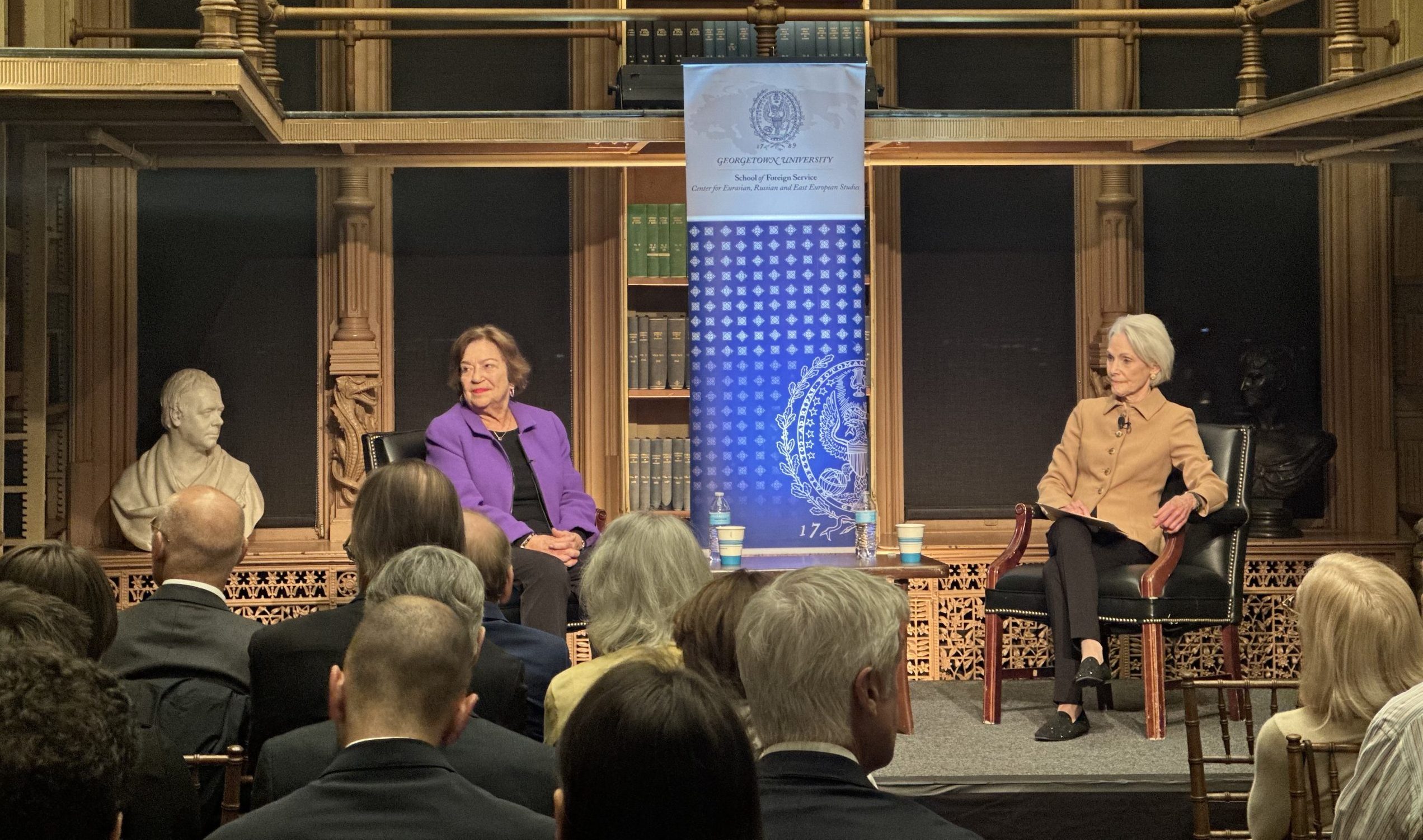 Angela Stent and Jill Dougherty in conversation at event 